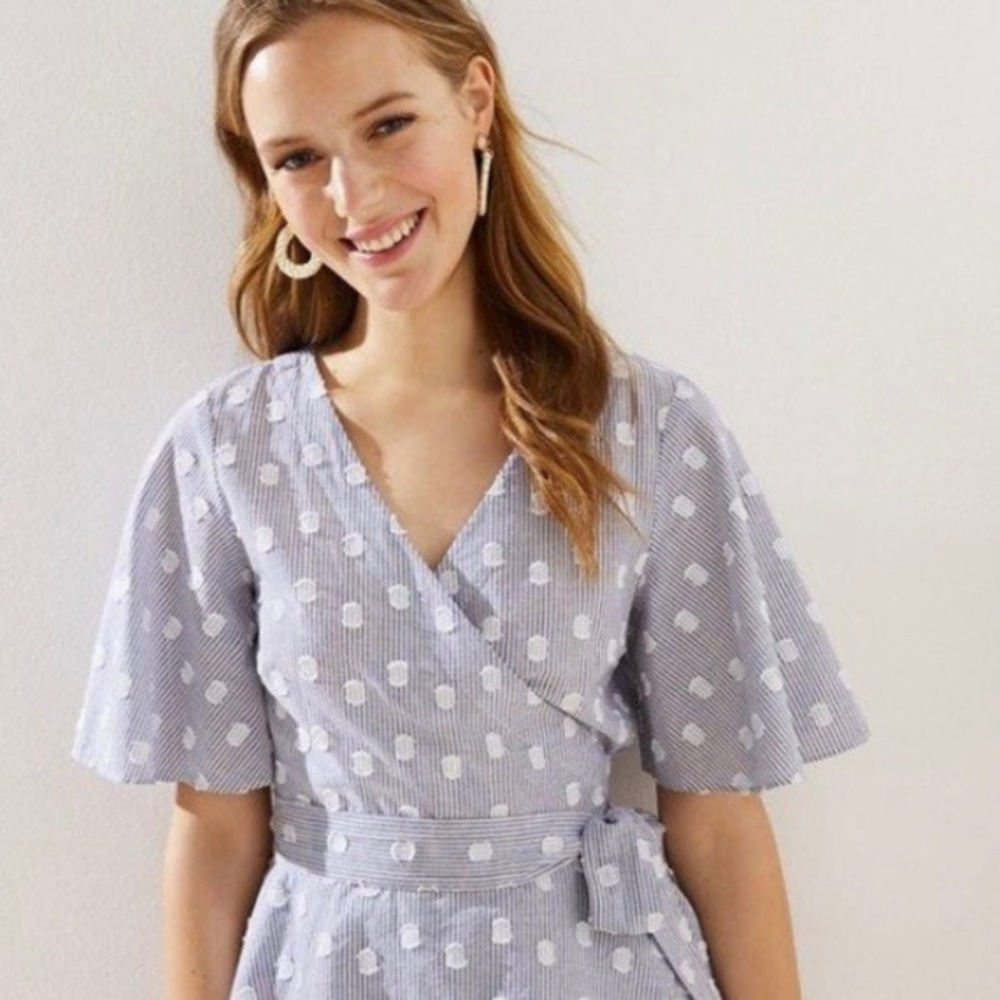 Loft Polka Dot Wrap Blouse